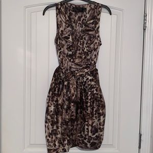 H&M leopard print dress with ruffle neckline